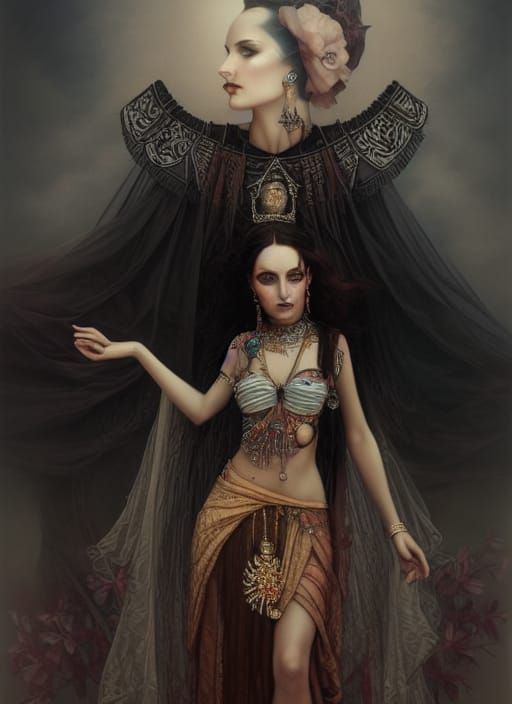 Beautiful Gypsy Woman Portrait in Fantasy Art Style