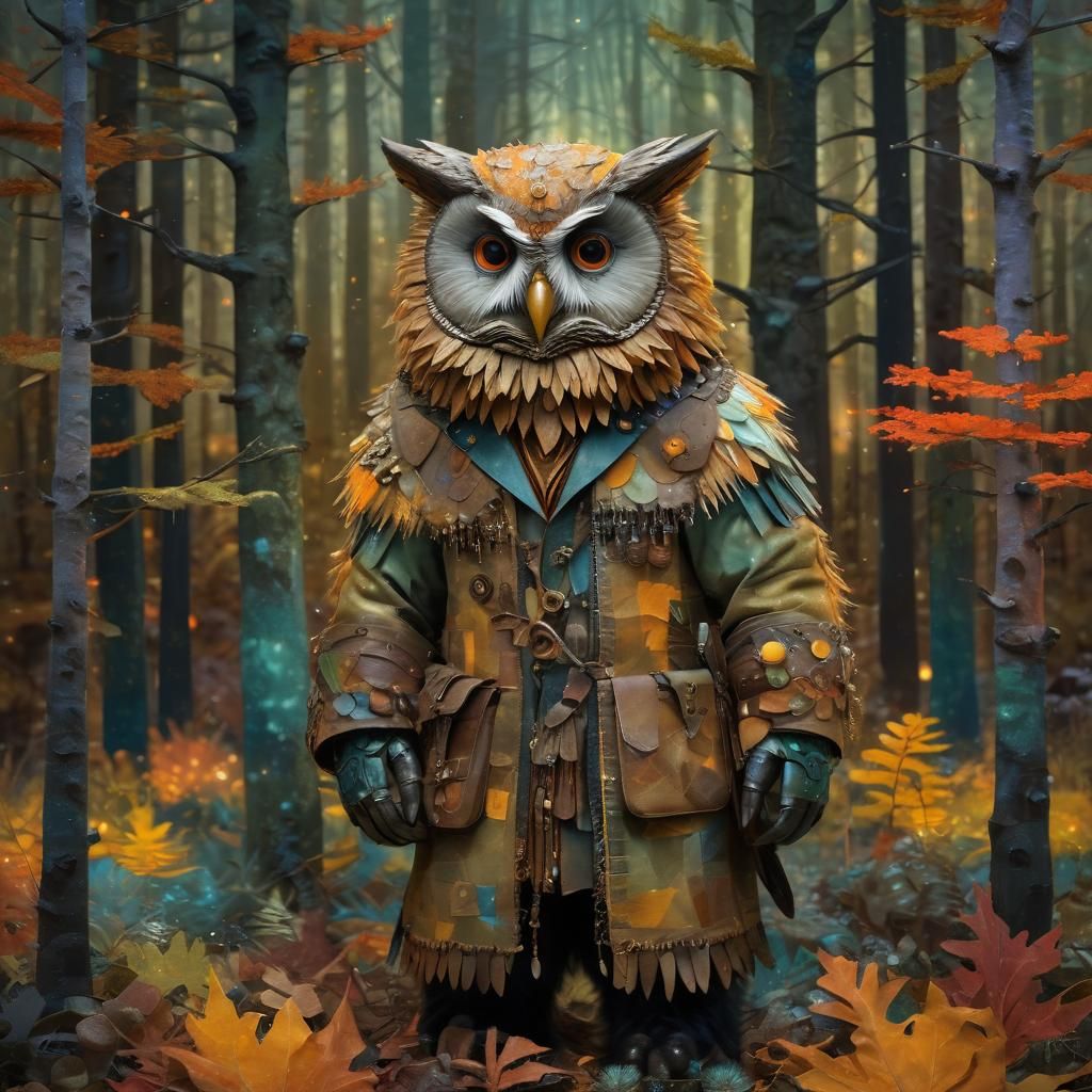 Owlbear Ranger in Autumnal Klee-Inspired Art