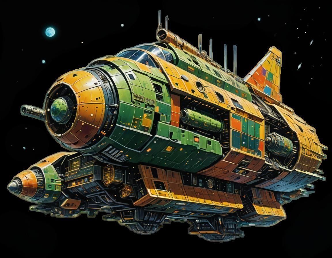 Retro Sci-Fi Spaceship Inspired by Chris Foss Art