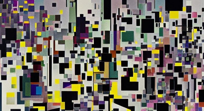 Abstract Expressionist Cityscape of Shattered Realities