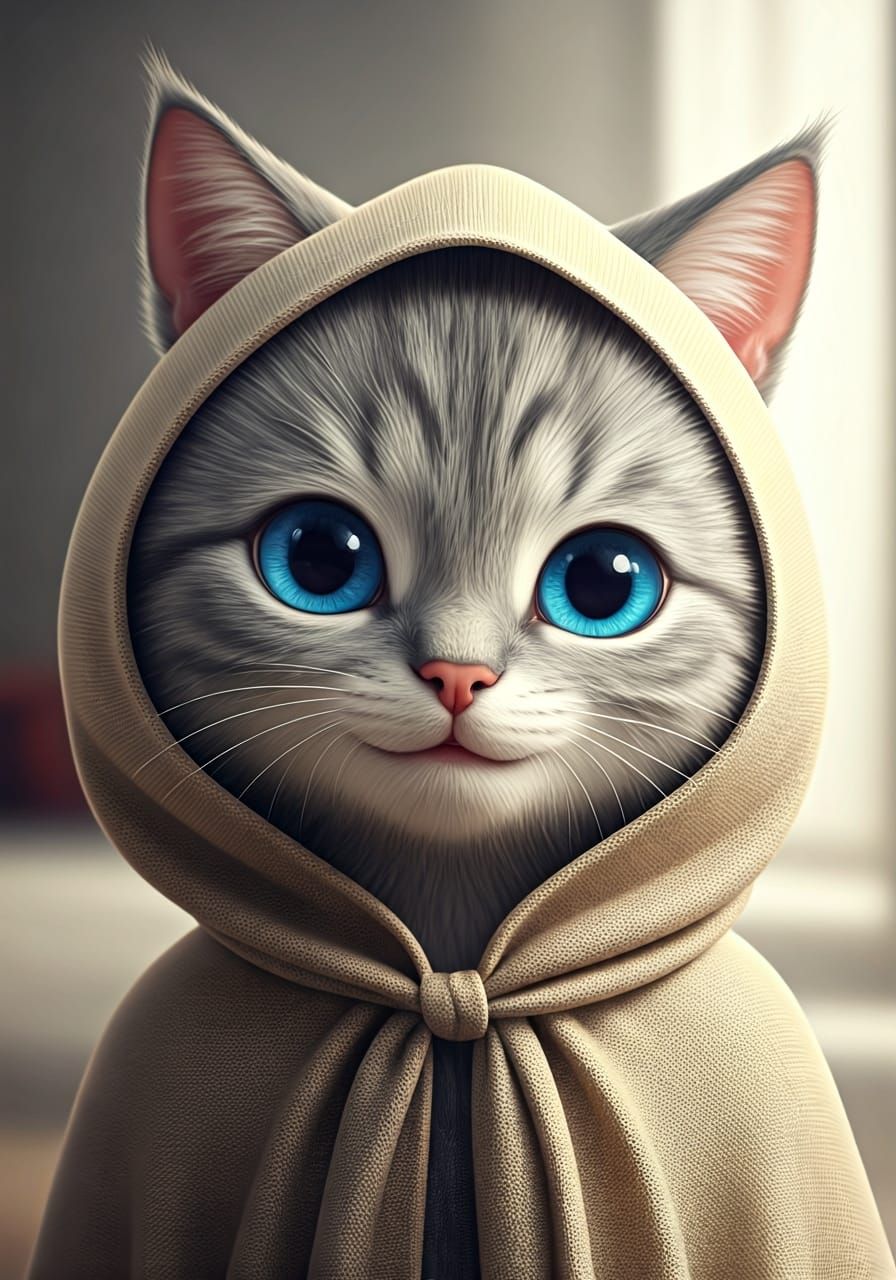 Anime Cat Monk in Detailed CGI Rendering