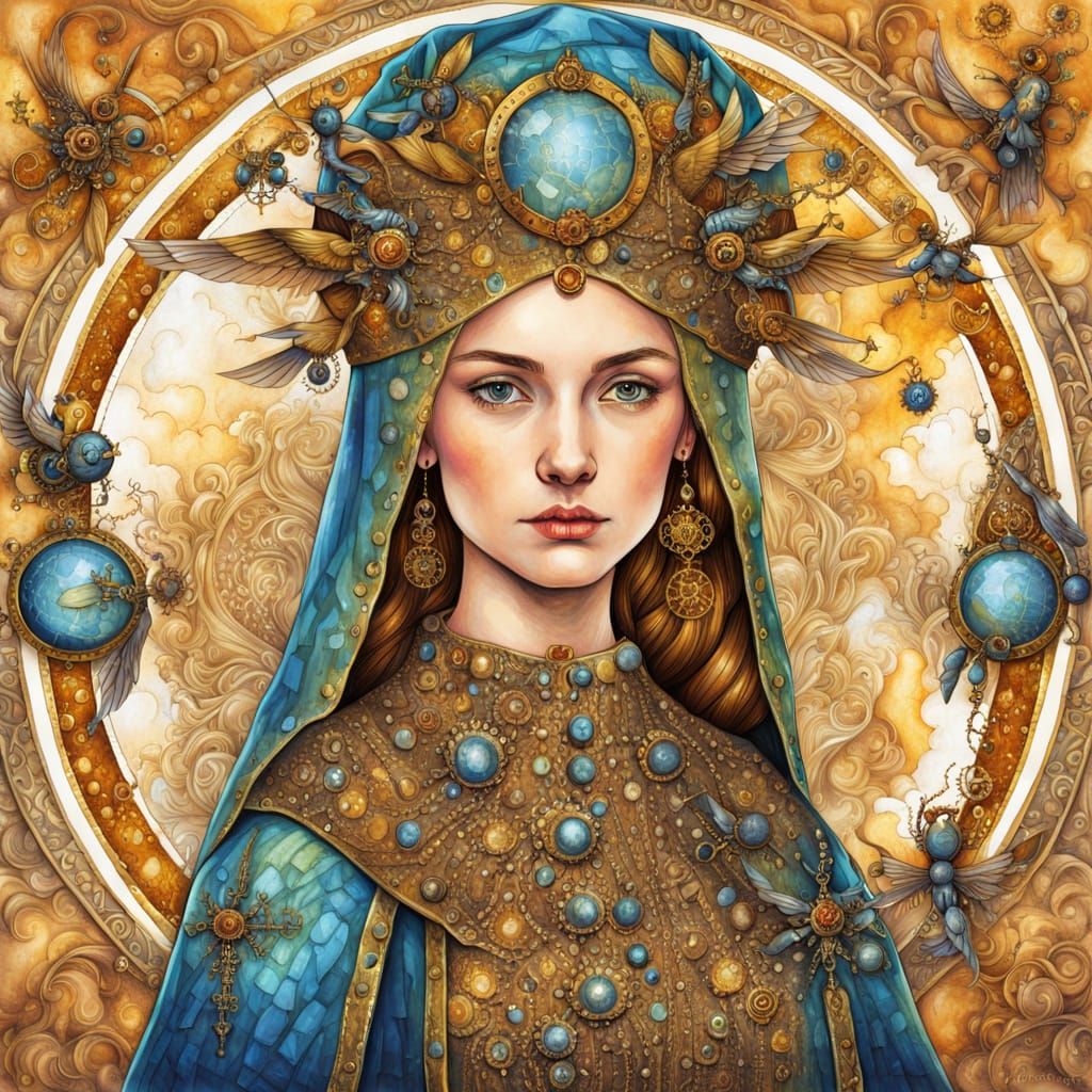 Olga of Kyiv in Icon Style with Drones