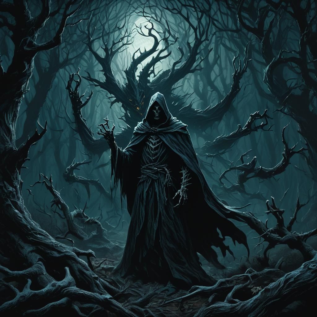 Dragon Master in Dark Mystical Forest