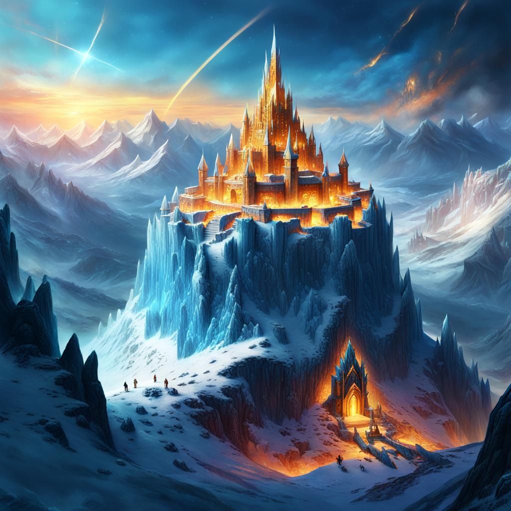Ethereal Frostfire Citadel Masterpiece Shines in Majestic La...