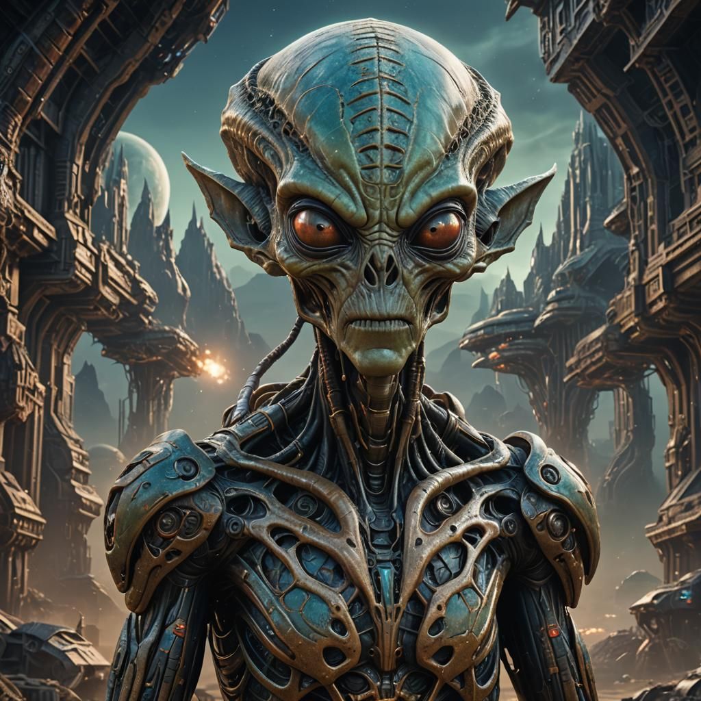 Detailed Alien Portrait in Unreal Engine Style