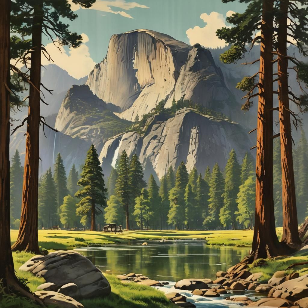 Yosemite National Park: A Vintage Travel Poster