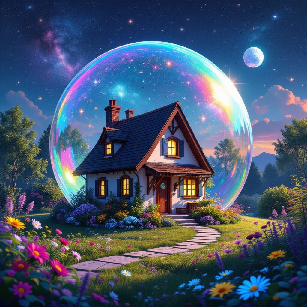 Cosmic Cottage in a Bubble, Holographic Astral Style