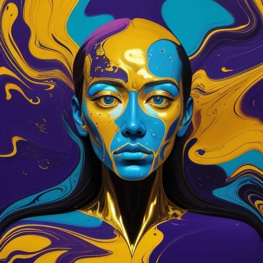 Dreamlike Portrait in Vibrant, Abstract Style