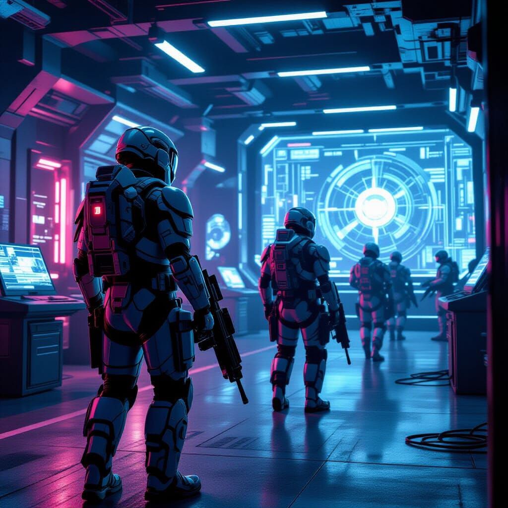 Futuristic Soldiers Training in Sci-Fi Academy