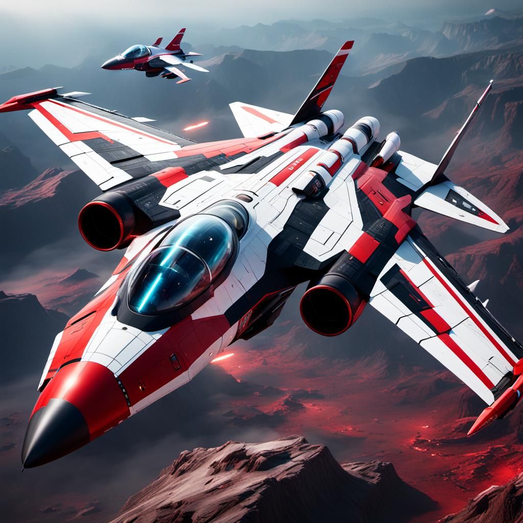 Futuristic Intergalactic Fighter Jet Concept Art