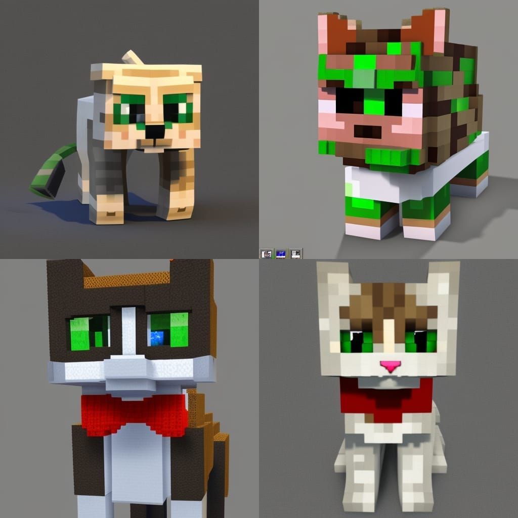 Minecraft Cat in Bowtie: 3D Render