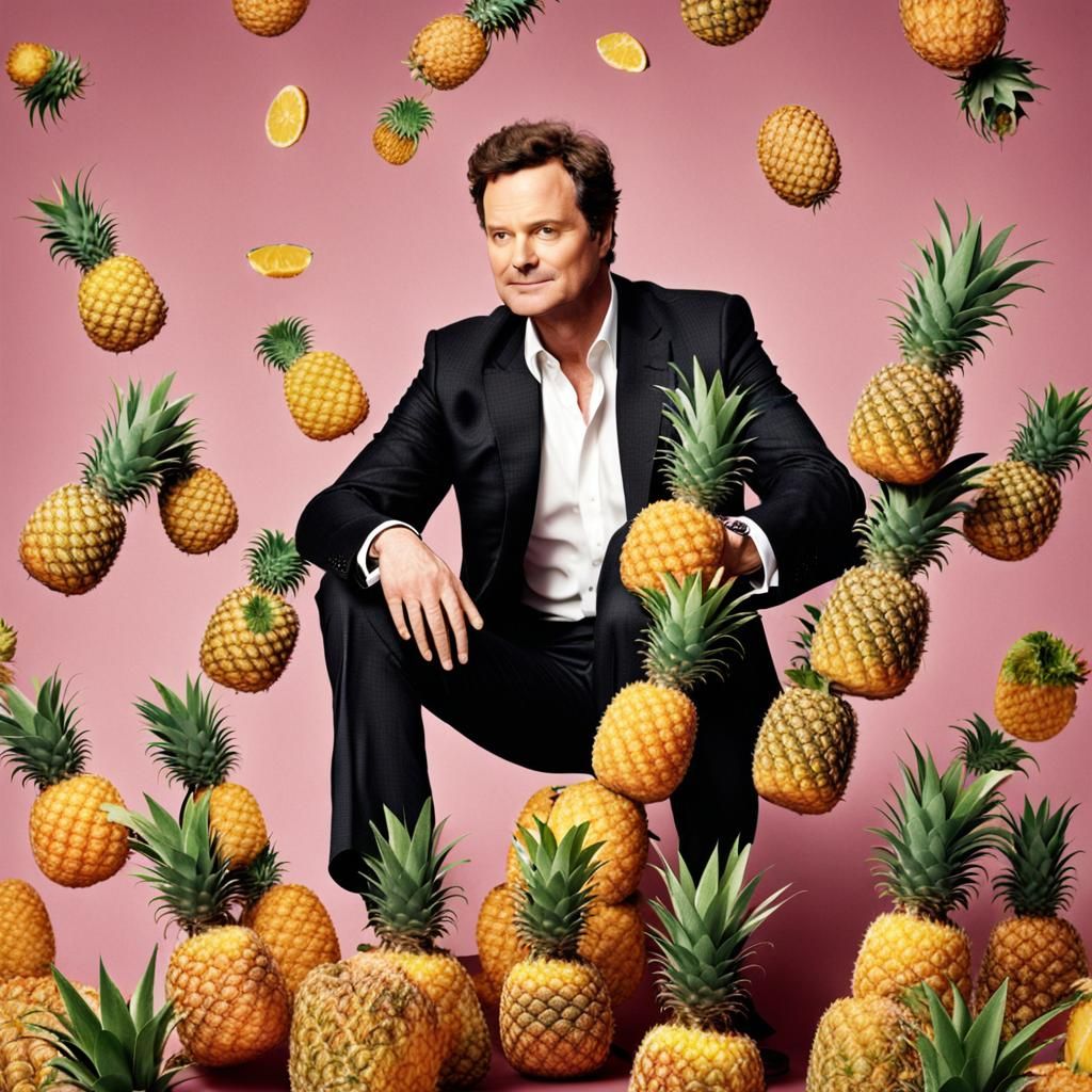 Man Kicks Animated Pineapple in Surreal Scene