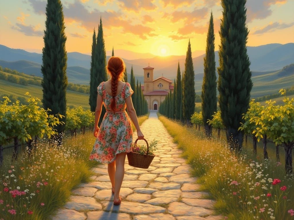 Tuscan Pilgrimage in Golden Light