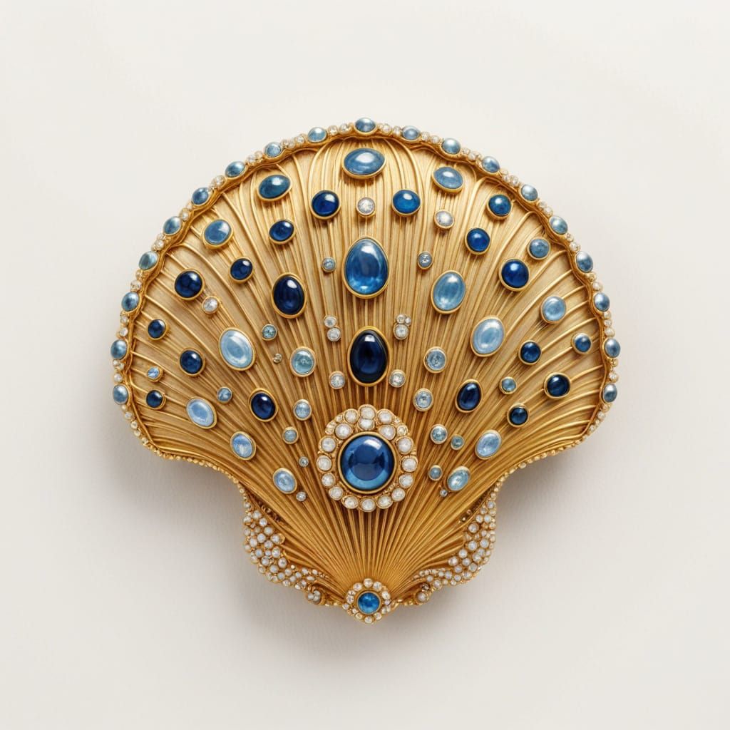 Fabergé Egg Style Gold Scallop Shell