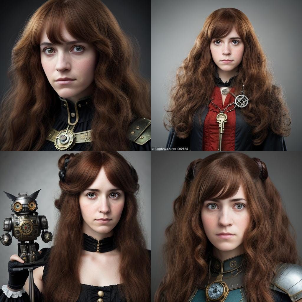 Steampunk Robot Girl Portrait in Victorian Style