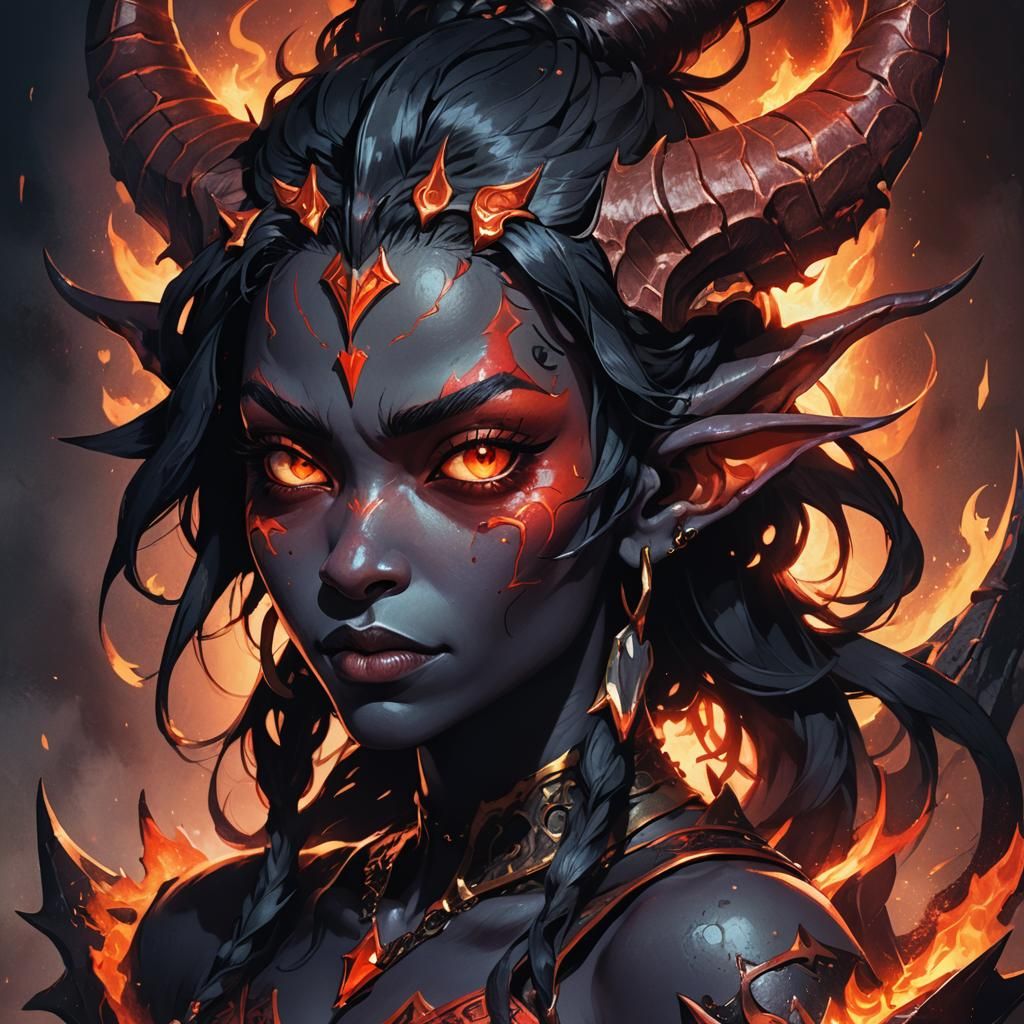 Anime Portrait of a Demon Goblin Princess