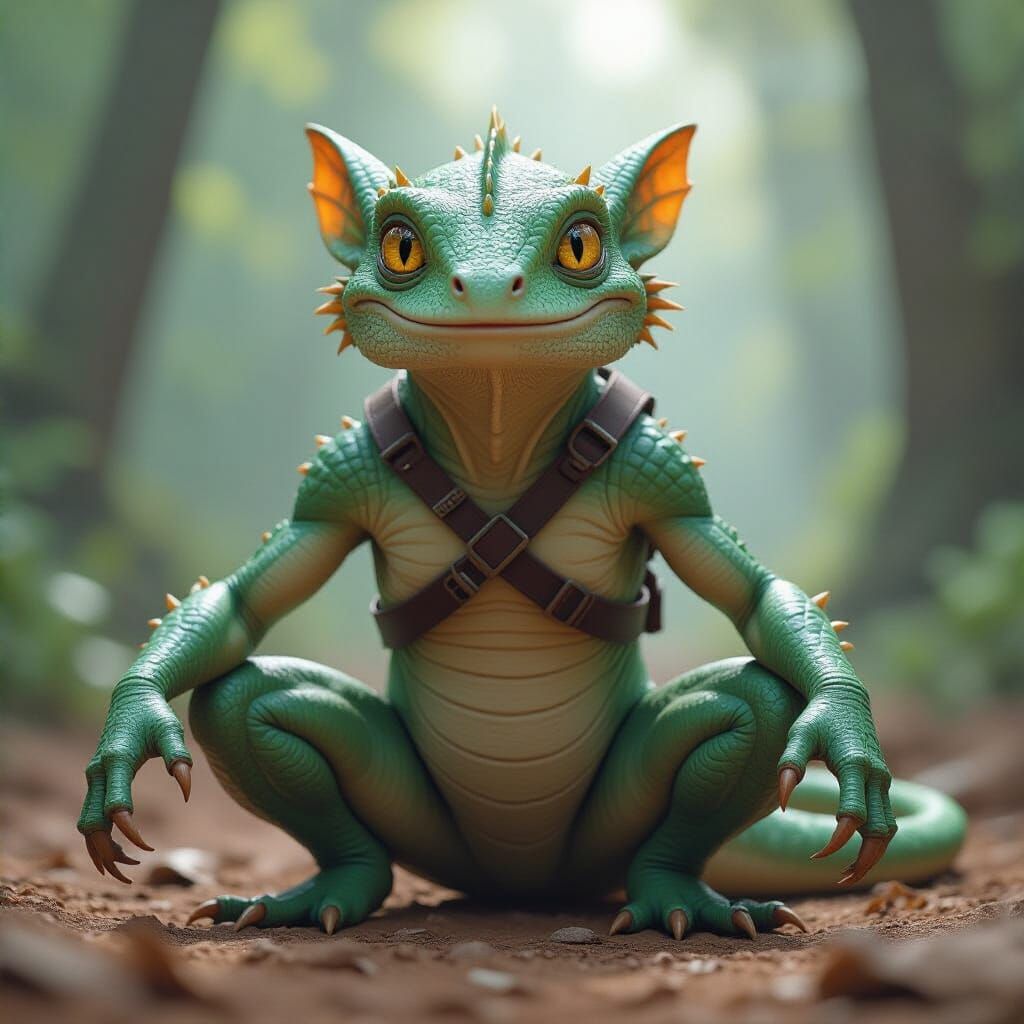 Heroic Reptilian Alien with Splash Art Aesthetics