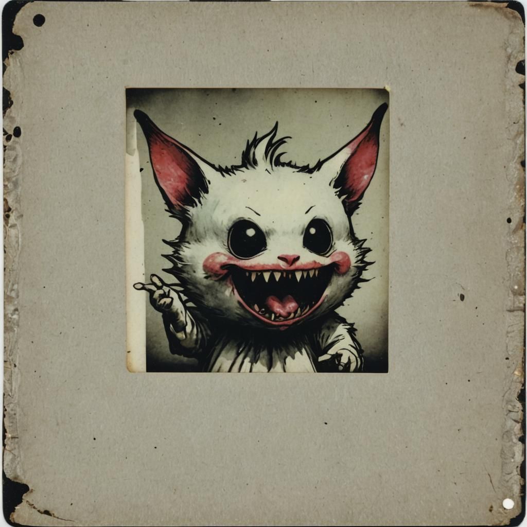 Demon Moogle Face Feast: Polaroid Horror
