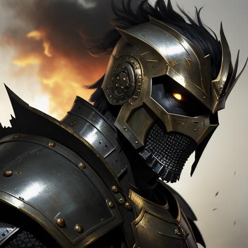 Armored Mercenary with Great Shield in Dark Fantasy Art