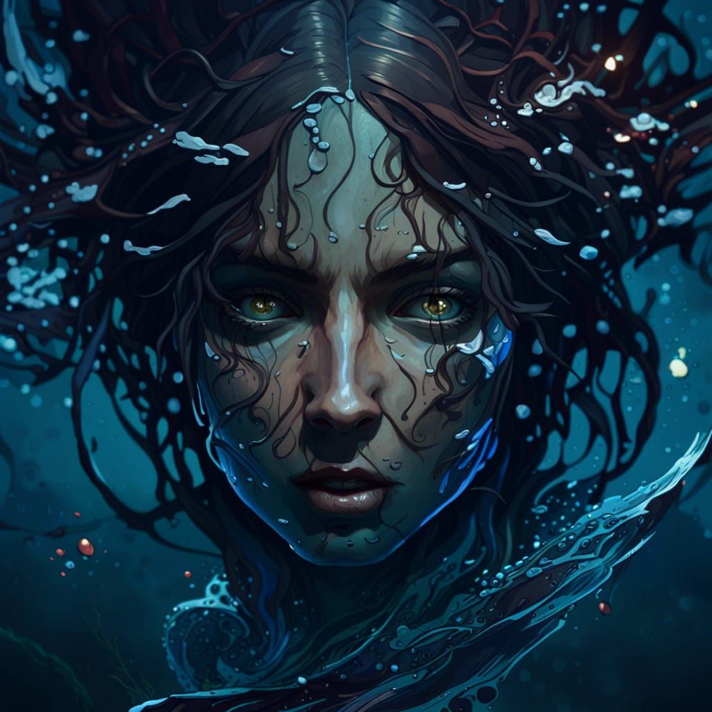 Face in Water: Dark Fantasy Concept Art