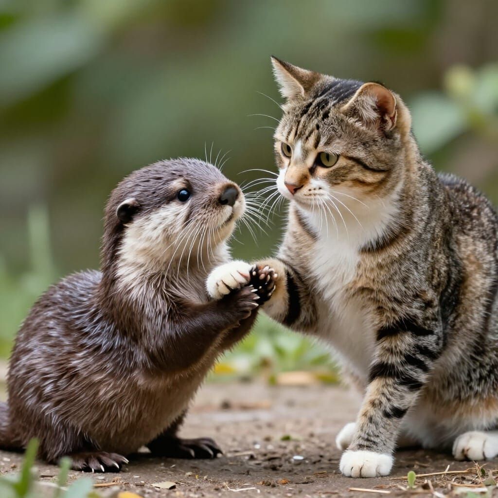 Tabby Cat and Otter Forge Lifelong Friendship