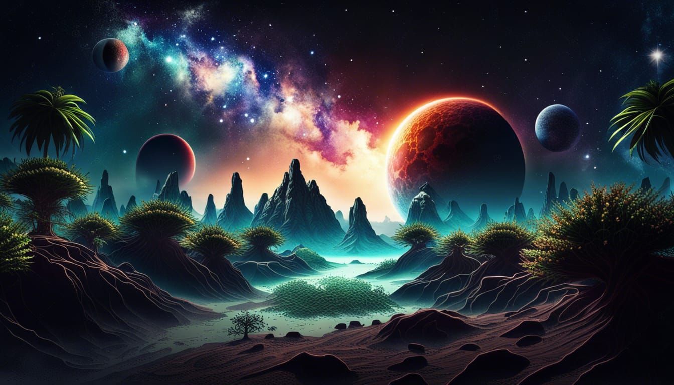 Exotic Alien Planet: Tropical Nature Among the Stars
