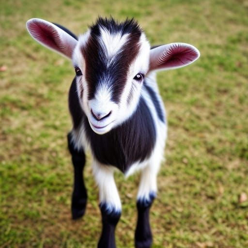 Realistic 3D Portrait of Adorable Baby Goat