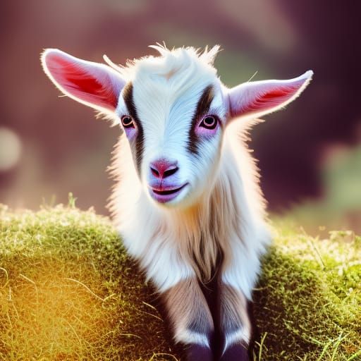 Cute Baby Goat Portrait in Realistic 3D
