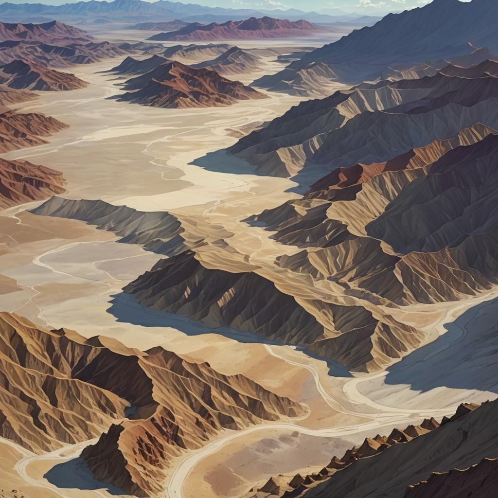 Death Valley in Studio Ghibli Anime Style