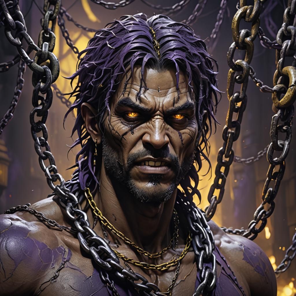 Chained Figure in Dark Fantasy Art Style