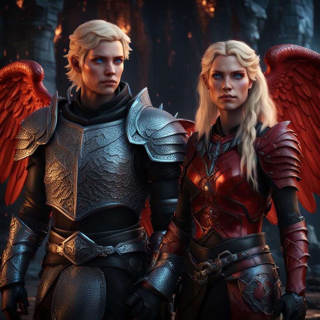 Angel and Tiefling Fantasy Concept Art