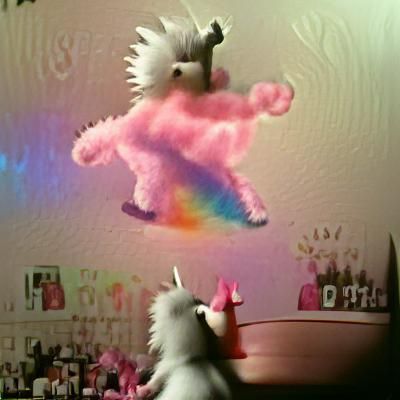 Pink Unicorn Dancing on a Rainbow
