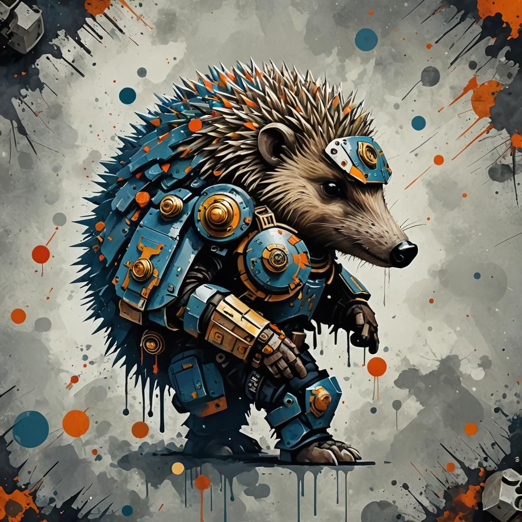 Hedgehog Space Marine in Abstract Art Style
