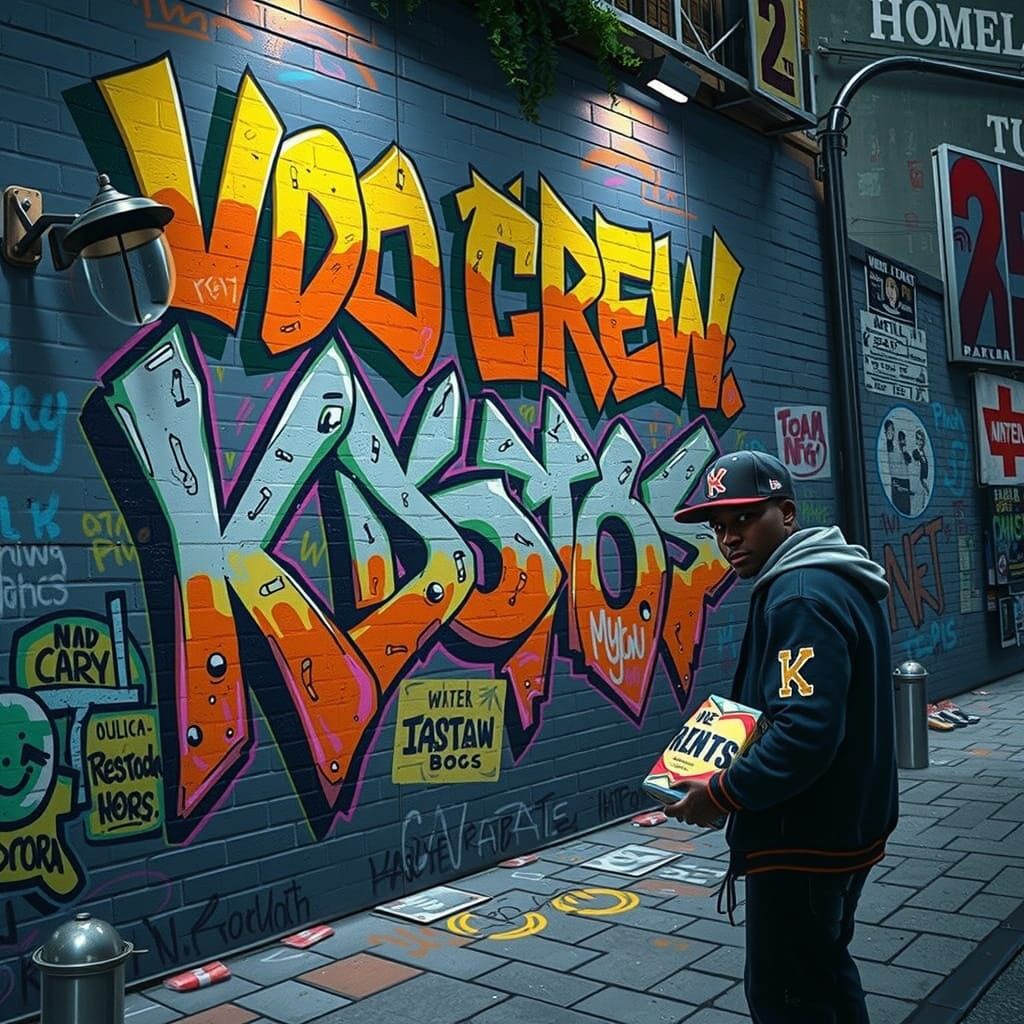 Rapper and Graffiti Artist K in Neon Alley