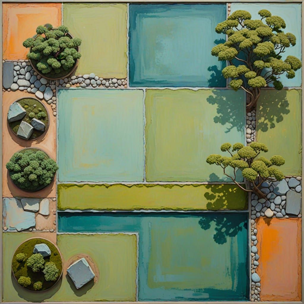 Abstract Zen Garden in Color Field Style
