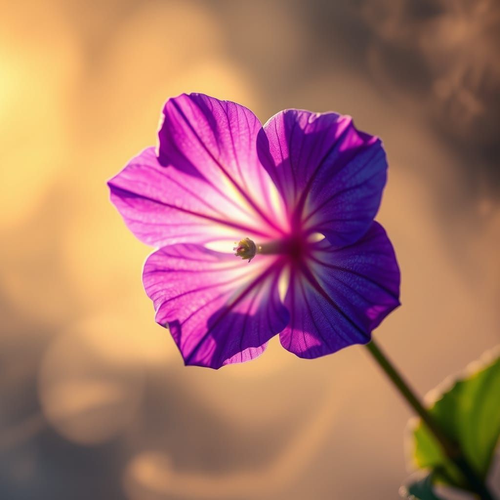 Ethereal Violet Bloom in Whimsical Misty Realm