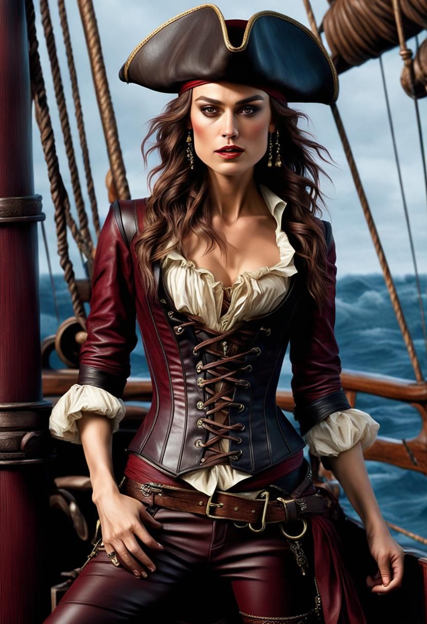 Hyperrealistic Pirate with Leather Corset and Updo