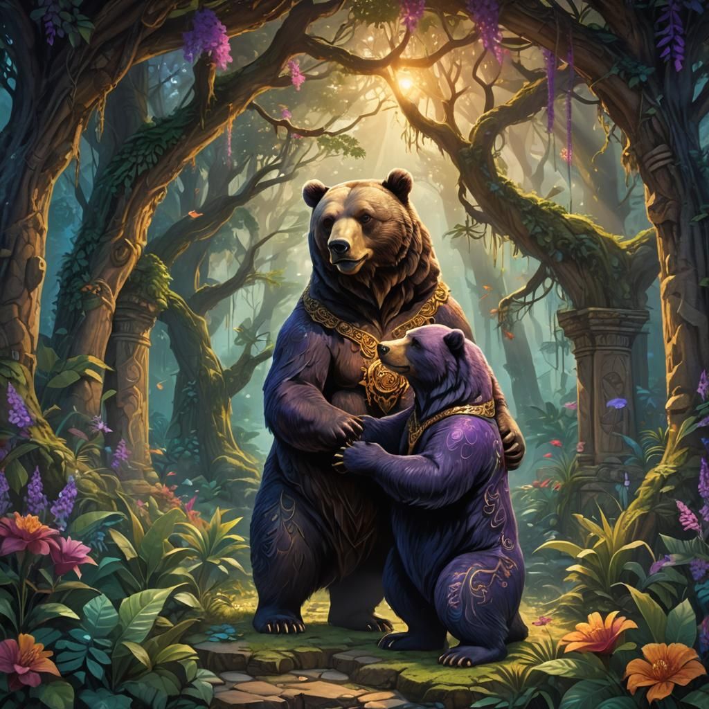 Bears' Jungle Wedding: Ornate Fantasy Concept Art