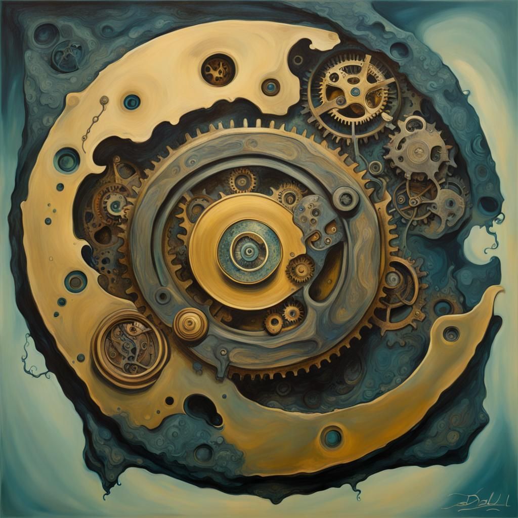 Surreal Steampunk Antikythera Mechanism in Oil