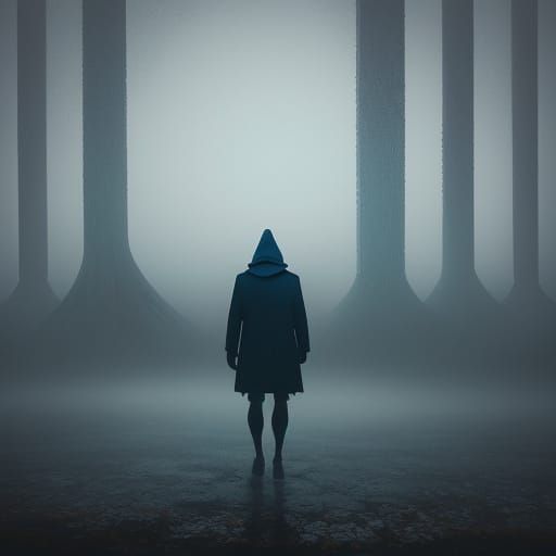 A Lone Figure Searches for Hope in a Desolate Surrealist Lan...