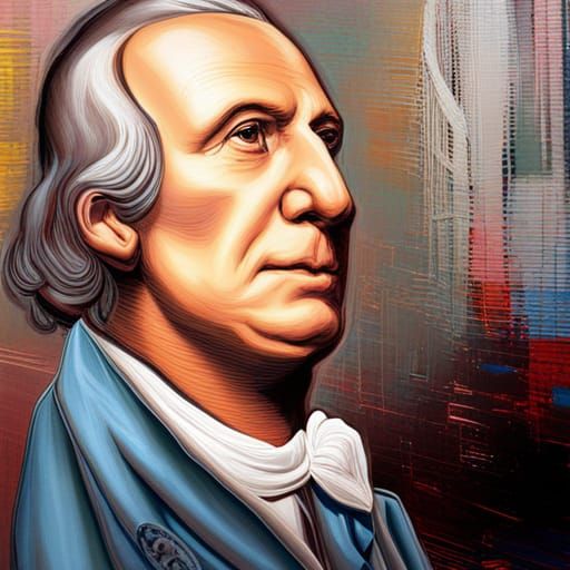 George Washington in NYC: Hyperrealistic Splash Art Portrait