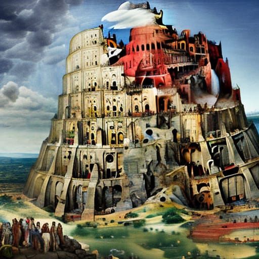 Epic Tower of Babel with Giant Humans