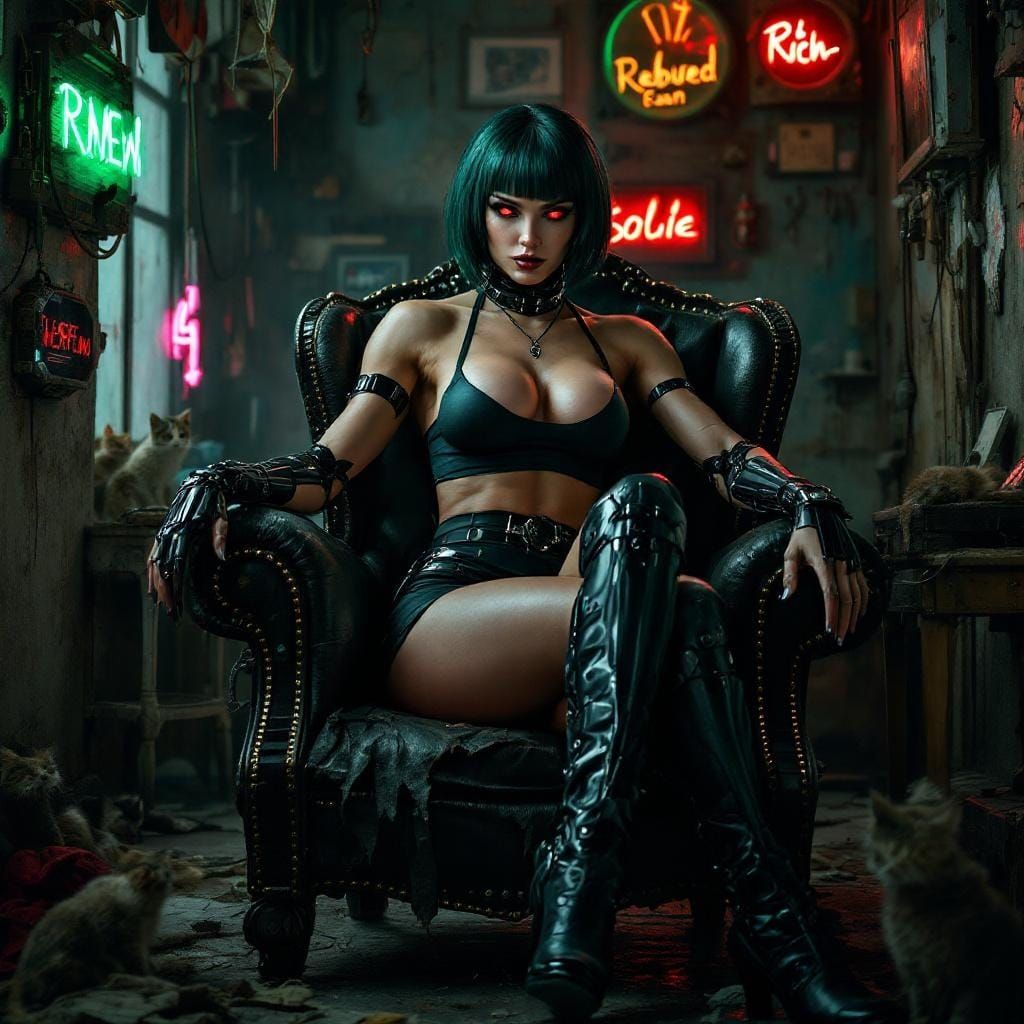 Cyborg Queen in Gritty Future, in Syd Mead Style