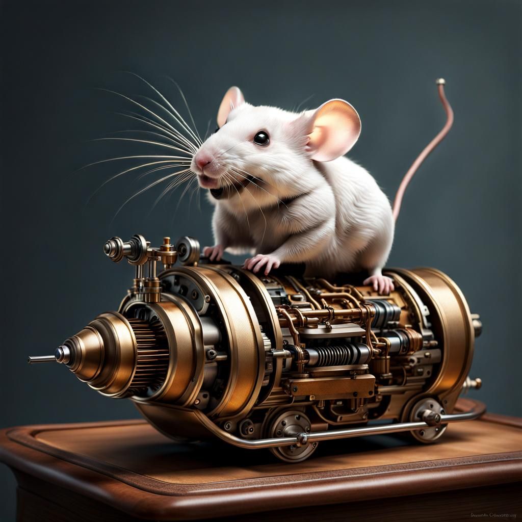 Mechanized Mouse: Hyperrealistic Animal Digital Art