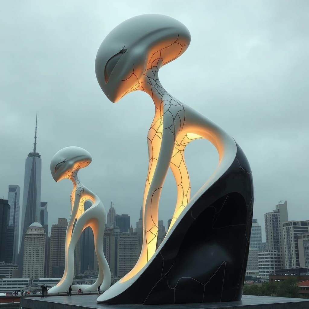 Ethereal Alien Sculptures in Modigliani Style