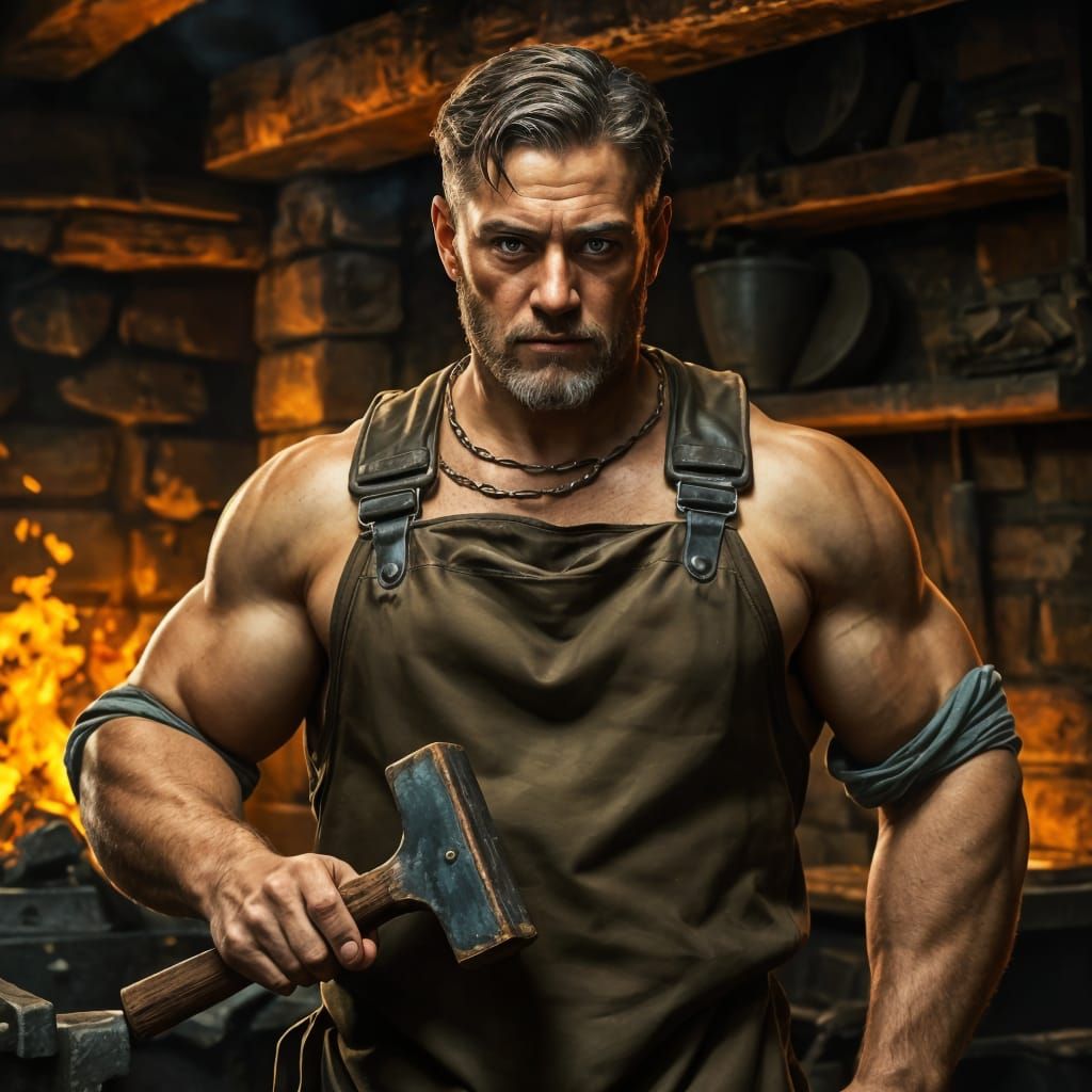 A Gritty Blacksmith at Work