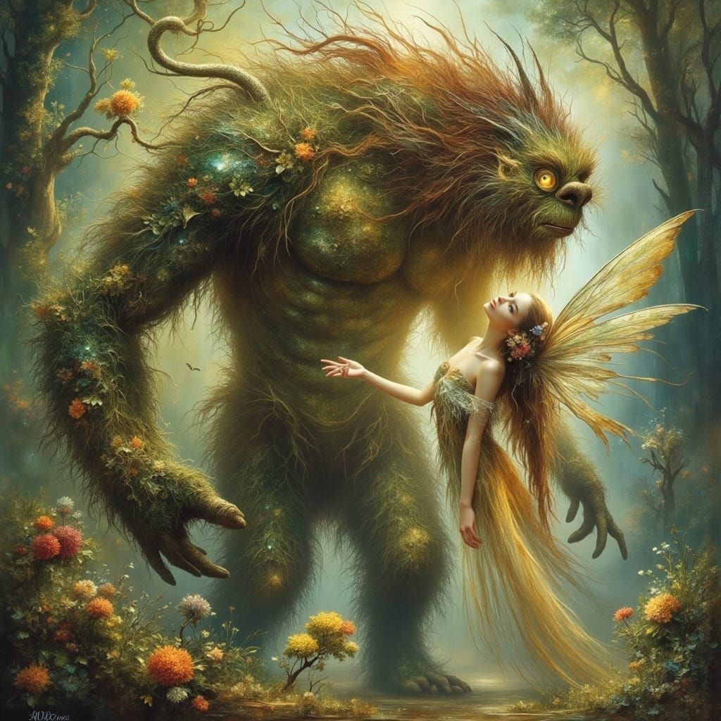 Ethereal Enchantress in Whimsical Fantasy Scene