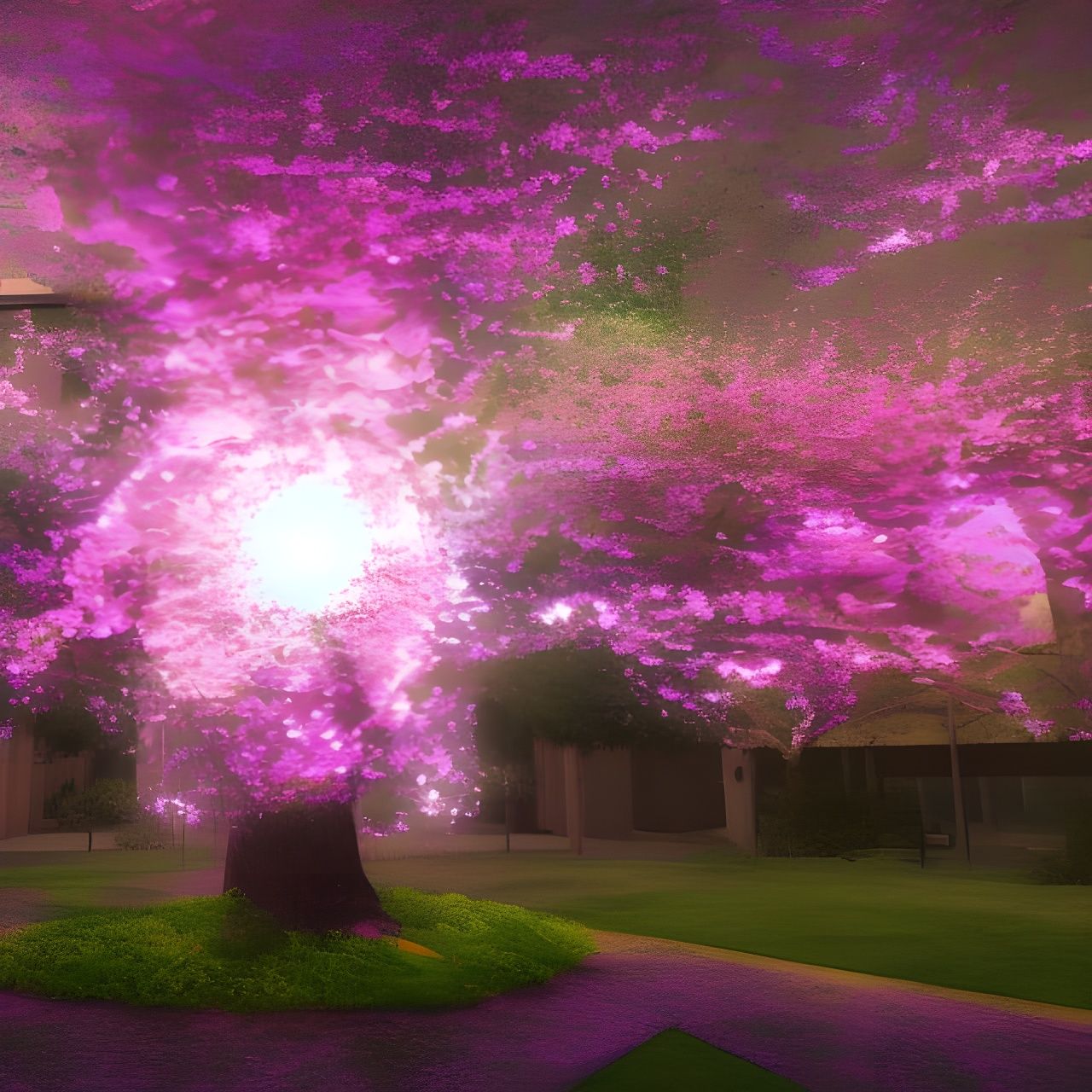 Opalescent Cherry Blossoms Fibonacci Storm in 3D