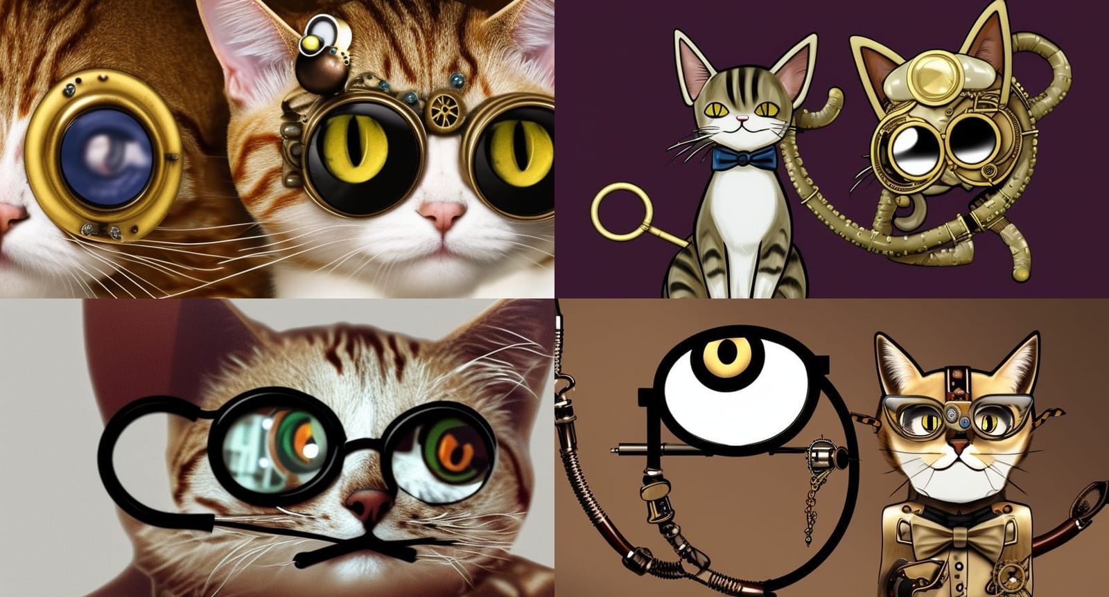 Steampunk Cat with Monocle in Victorian Style