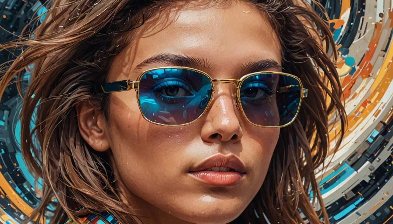 Futuristic Abstract Face in Vibrant Digital Art